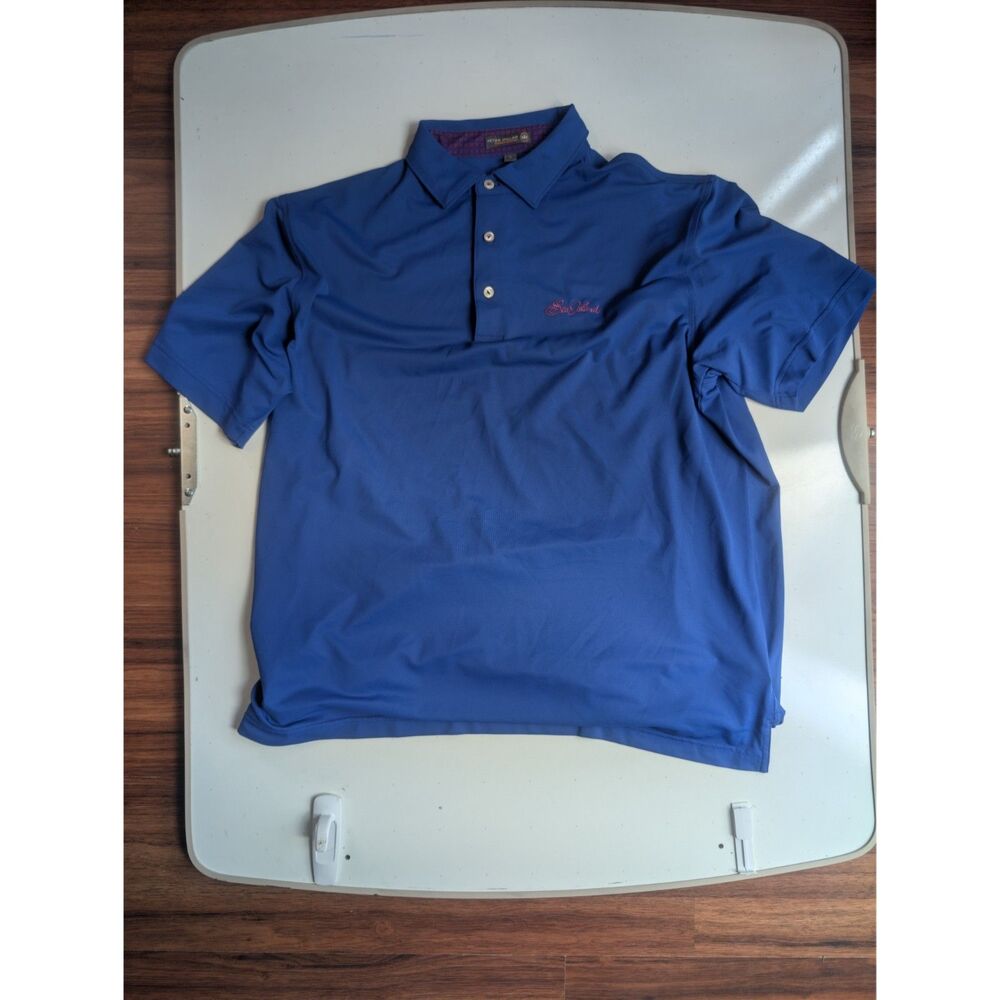 Peter Millar Summer Comfort Sea Island Golf Polo Shirt Blue Men's Large